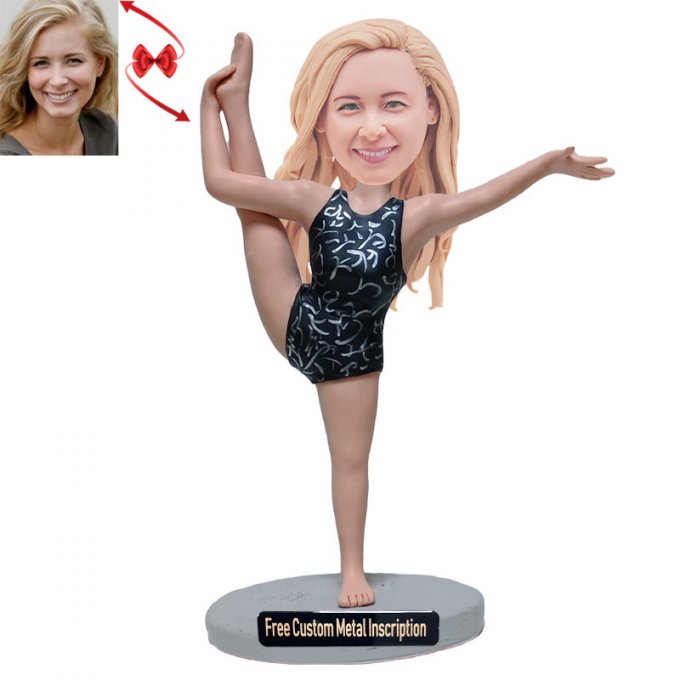 A Gymnast On The Balance Beam Custom Bobblehead with Free Metal Inscription