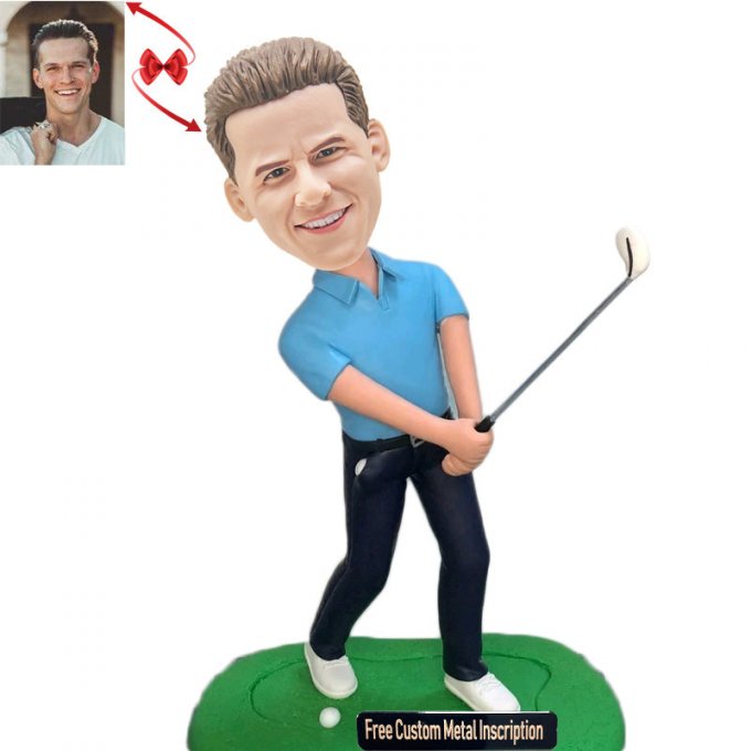 A Handsome GolferCustom Bobblehead with Free Metal Inscription