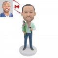 A Male Singer Holding Flowers Custom Bobblehead