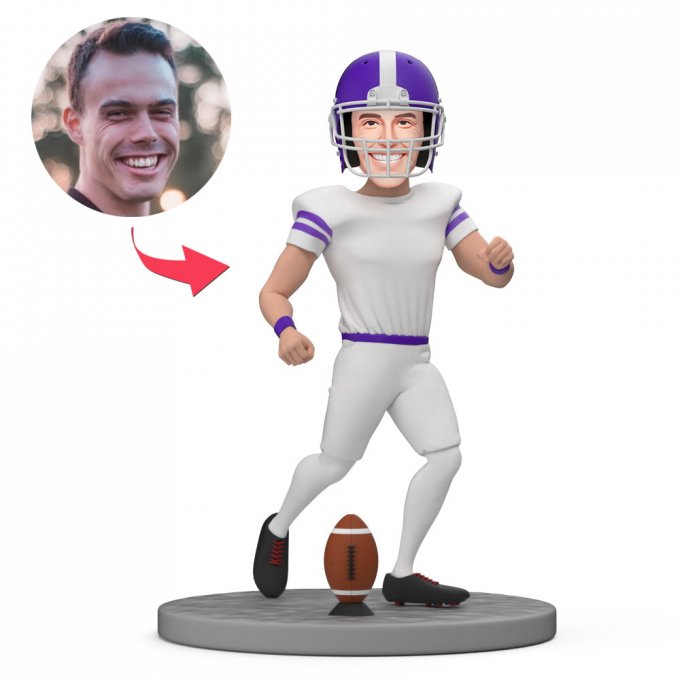 American Football Player Custom Bobblehead Player Getting Ready to Kick the Ball