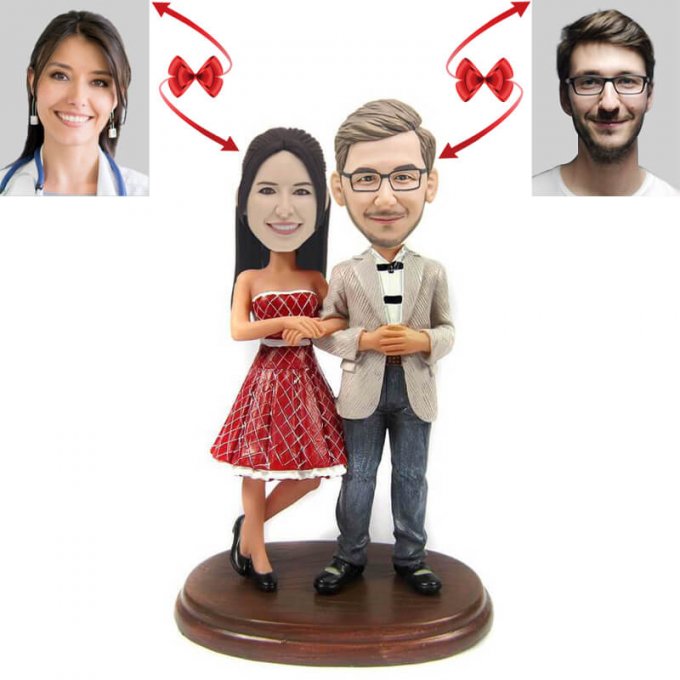 Anniversary Couple Wedding Cake Topper Custom Bobblehead