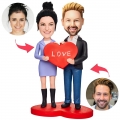 Anniversary Gift Love Heart Couple Custom Bobblehead With Engraved Text