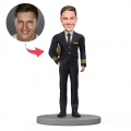 Attractive Aviator Custom Bobblehead in Aircraft Pilot/Captain Suit Uniform