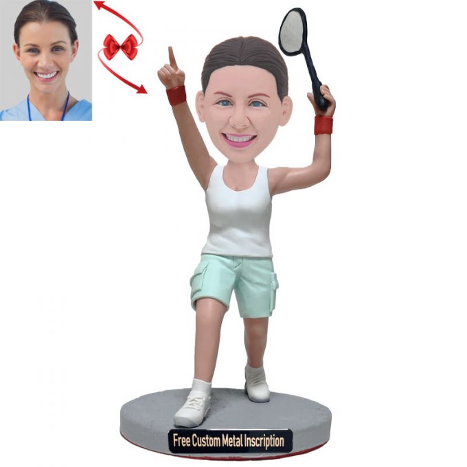 Badminton PlayerCustom Bobblehead with Free Metal Inscription