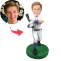 Baseball Batsman Wear White clothes Custom Bobblehead With Engraved Text