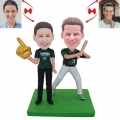 Baseball Couple With Things In Their Hands Custom Bobblehead