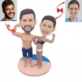 Beach Workout Couple Custom Bobbleheads