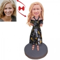 Beautiful Girl in Fashionable Dress Custom Bobblehead