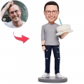 Birthday Gifts - Man Holding Birthday Cake Custom Bobblehead With Engraved Text