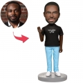 Black Man Say Hello Custom Bobblehead With Engraved Text