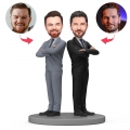 Boss's Day Gift Custom Bobblehead Business Partners Standing Back to Back