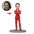 Boss's Day Gift Standing Custom Bobblehead Businesswoman in Red Suit