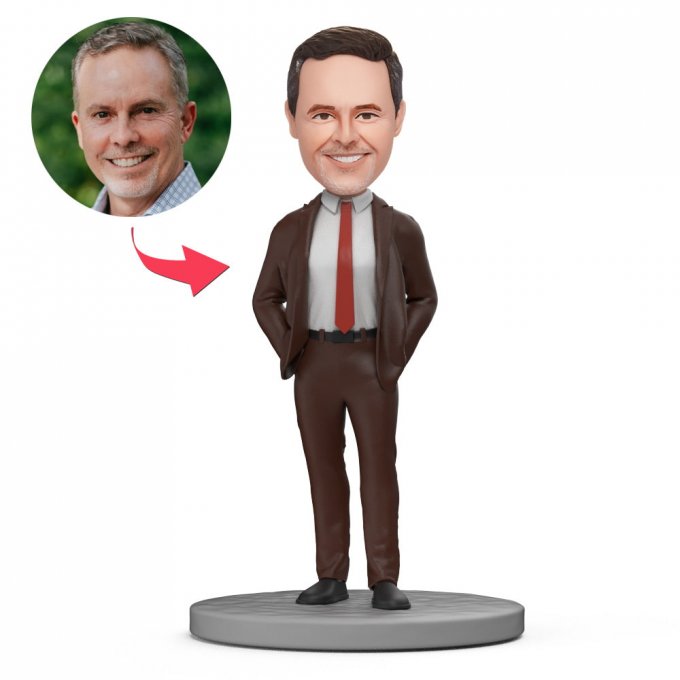 Boss's Day gifts handsome suit Custom Bobblehead with Engraved Text