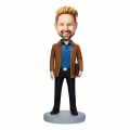 Brown Clothes Business Man Custom Bobblehead With Engraved Text