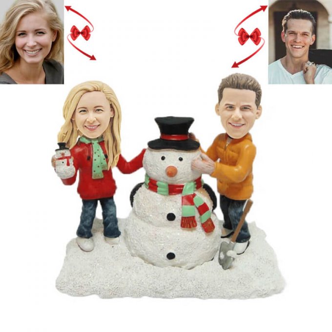 Building A Snowman Couples Custom Bobbleheads