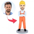 Bulider/Construction Worker Custom Bobblehead With Engraved Text