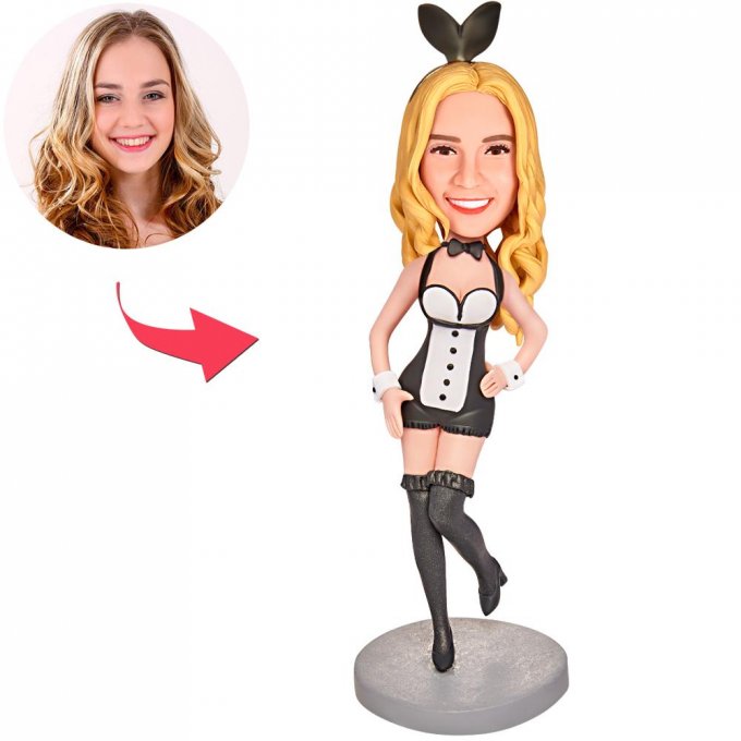 Bunny Girl Custom Bobblehead with Engraved Text