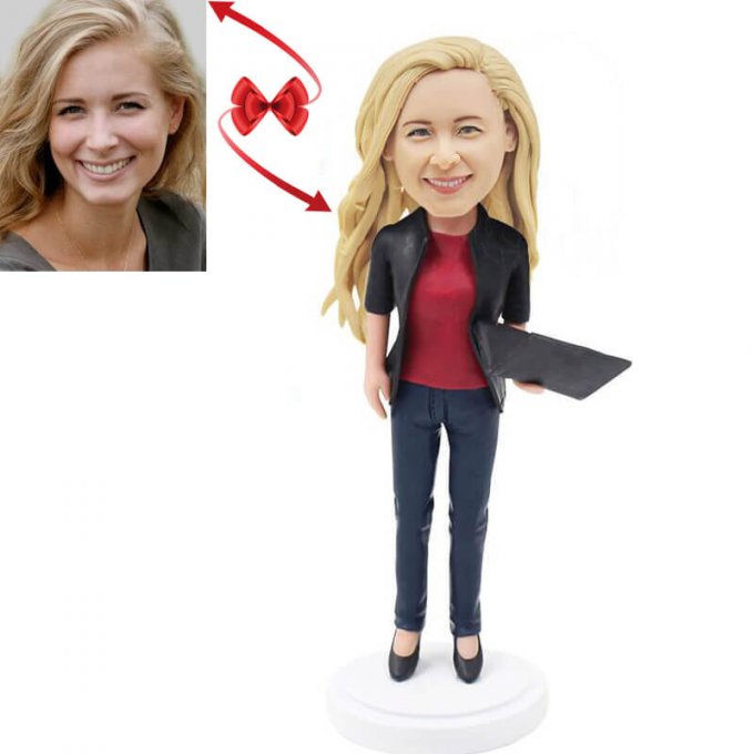 Business lady with Laptop Custom Bobbleheads