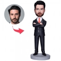 Business Man Arms Folded Custom Bobblehead With Engraved Text