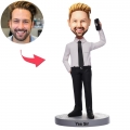 Business Man On The Phone Custom Bobblehead With Engraved Text