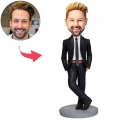 Business Man With Hands In Pockets Custom Bobblehead With Engraved Text