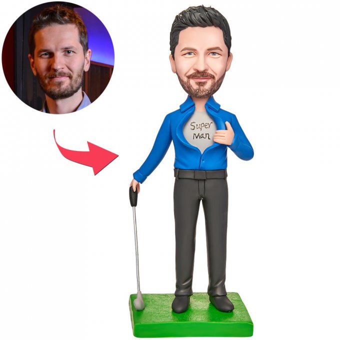 Business Men's Golf Custom Bobblehead Engraved with Text