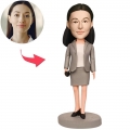 Business Woman Custom Bobblehead With Engraved Text