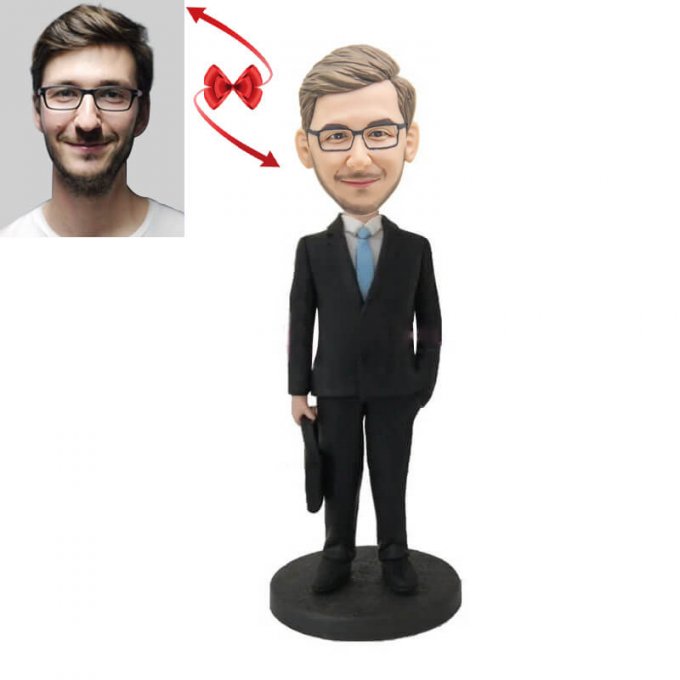 Businessman With Briefcase Custom Bobblehead