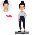 Casual Beautiful Girl Custom Bobblehead With Engraved Text