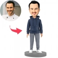 Casual Fashion Man Wearing A Hoodie Custom Bobblehead With Engraved Text