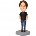 Casual Male in Jeans Custom Bobblehead With Engraved Text