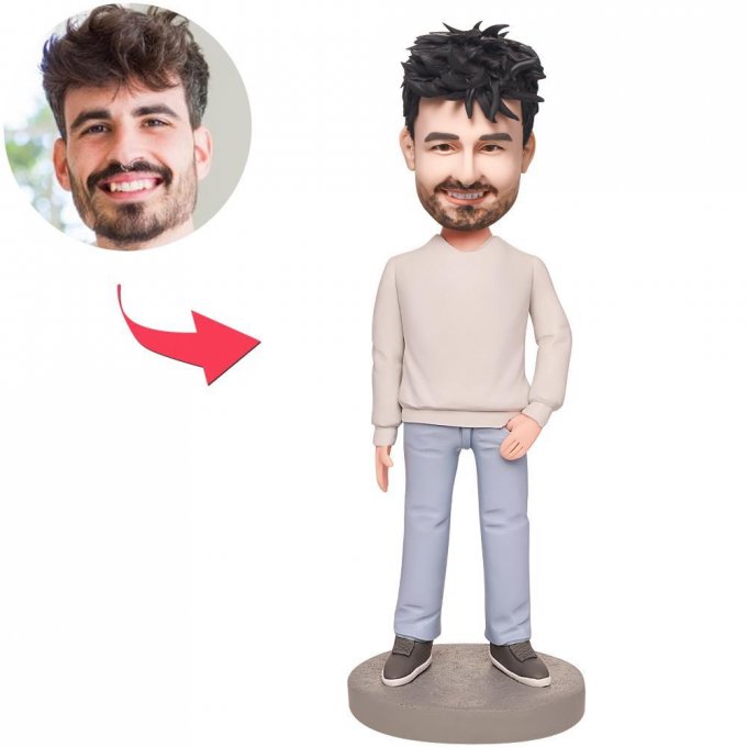 Casual Man Custom Bobblehead With Engraved Text