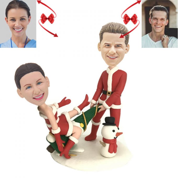 Christmas Couple Custom Bobbleheads