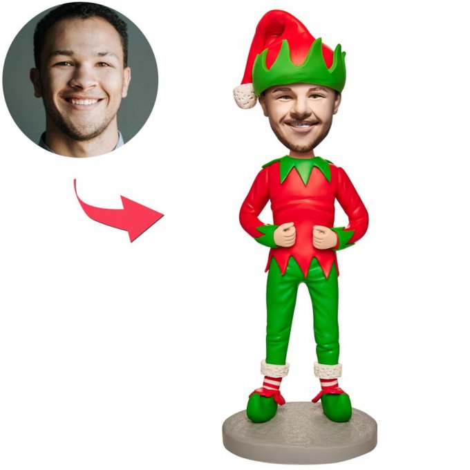 Christmas Gift Christmas Elf Costume Custom Bobblehead with Engraved Text