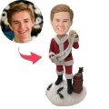 Christmas Gift Male with Merry Christmas Banner Custom Bobblehead With Engraved Text