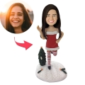 Christmas Gift Sexy Christmas Woman Saying Hi Custom Bobblehead With Engraved Text