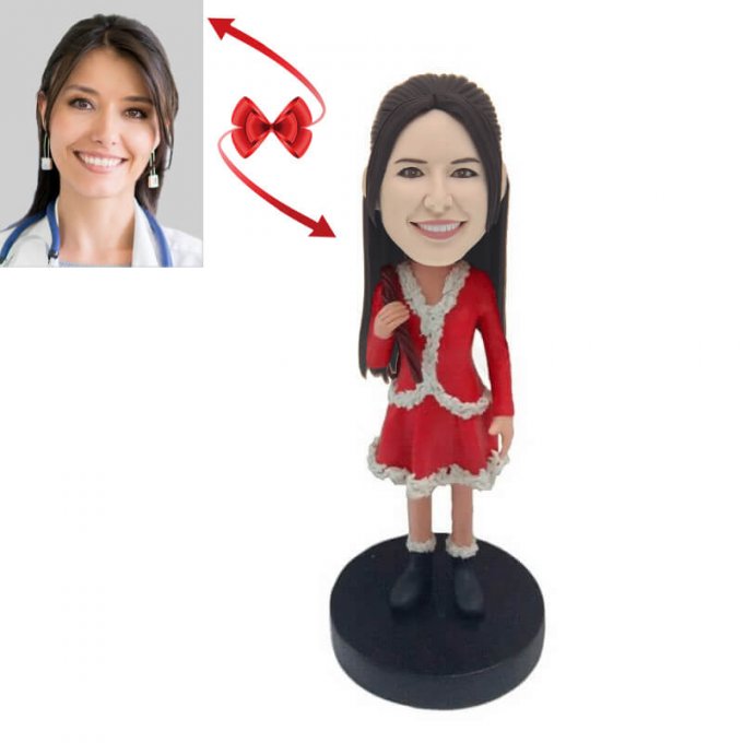 Christmas Short Skirt Lady Custom Bobblehead