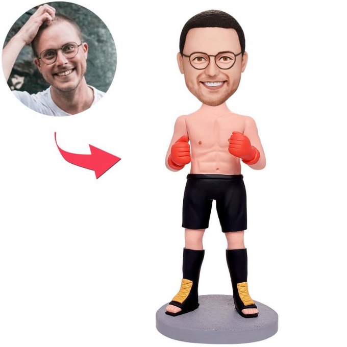 Cool Boxer Custom Bobblehead With Engraved Text