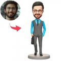 Cool Business Man With Bag Custom Bobblehead With Engraved Text