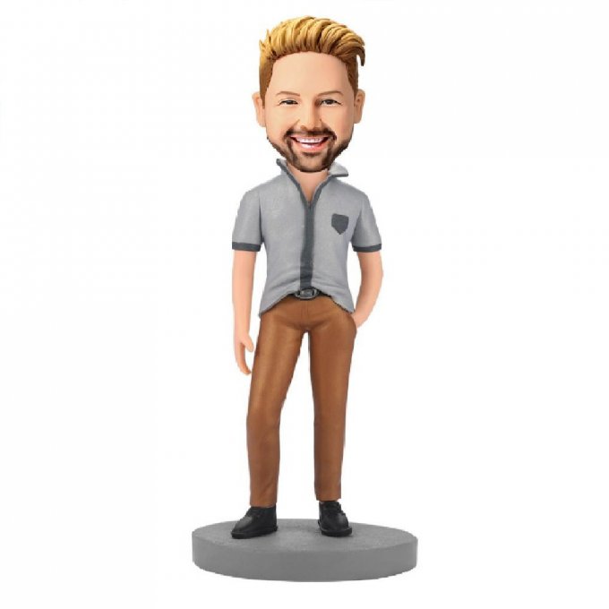 Cool Fashion Man Custom Bobblehead With Engraved Text