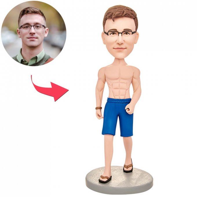 Cool Muscular Man Custom Bobblehead With Engraved Text