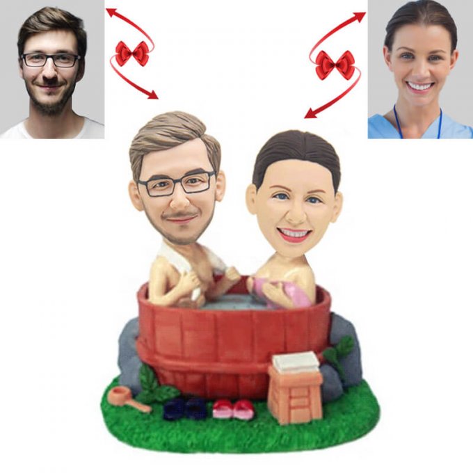 Couple Bathing In The Tub Custom Bobblehead