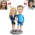 Couple Holding A Dog Custom Bobblehead