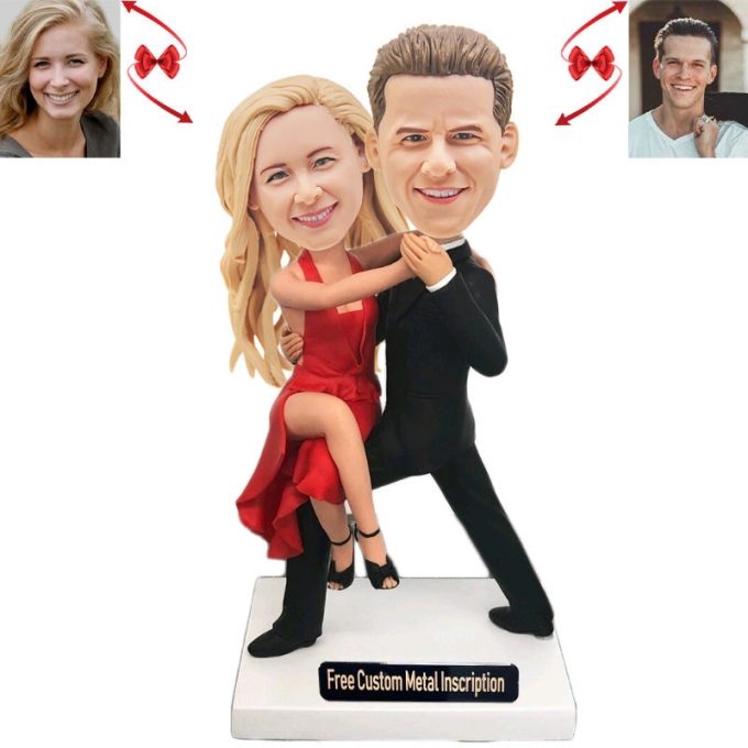 Couples Latin DancersCustom Bobblehead with Free Metal Inscription