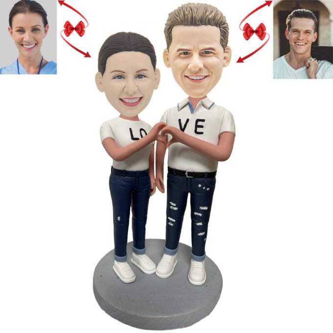 Coupleswith Loving Gesture Custom Bobblehead