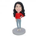 Custom Beautiful Female Bobbleheads In Red Top