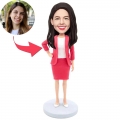 Custom Beautiful Female Boss Bobbleheads In Red Suit