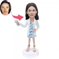 Custom Beautiful Female Dentist Bobbleheads In White Coat