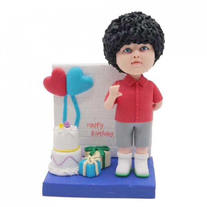 Custom Birthday Boy Bobbleheads With Cake