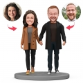 Custom Bobble Head Couple Wearing Fashionable Autumn Clothes